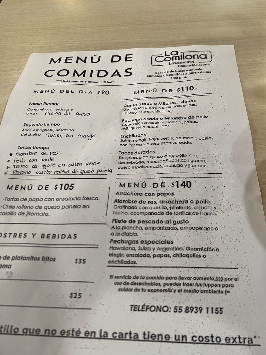 restaurant la comilona Menu - Image 1